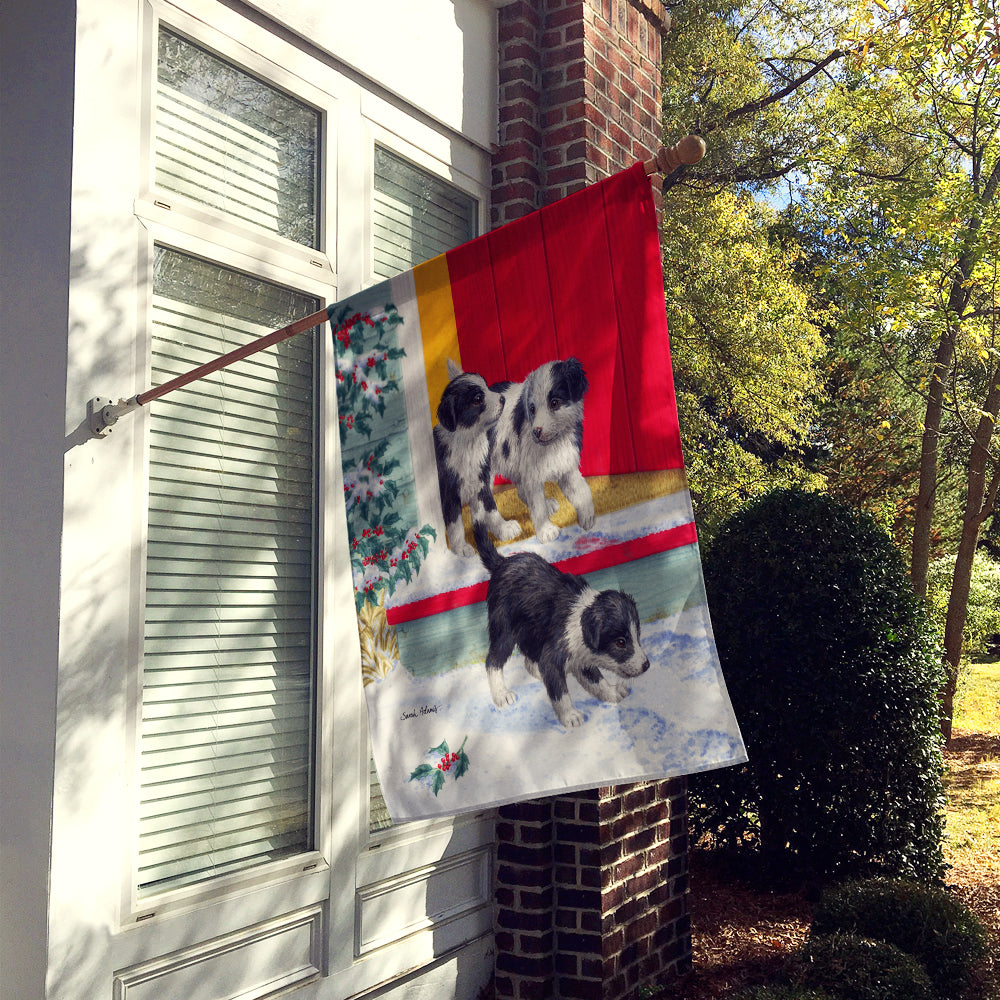 Christmas Border Collie Pups Flag Canvas House Size ASA2078CHF  the-store.com.