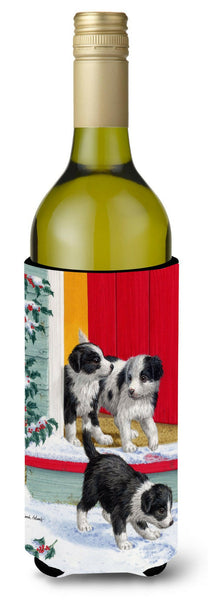 Christmas Border Collie Pups Wine Bottle Beverage Insulator Hugger ASA2078LITERK by Caroline's Treasures