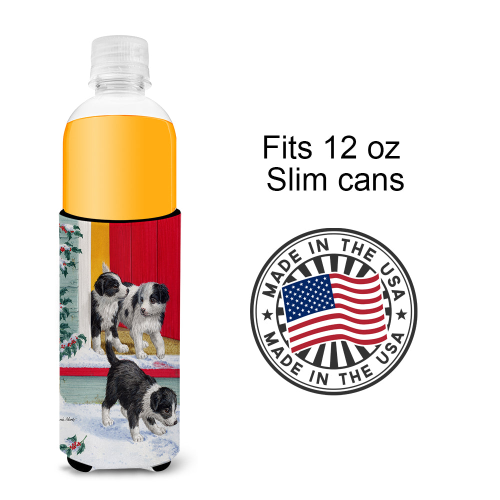 Christmas Border Collie Pups Ultra Beverage Insulators for slim cans ASA2078MUK