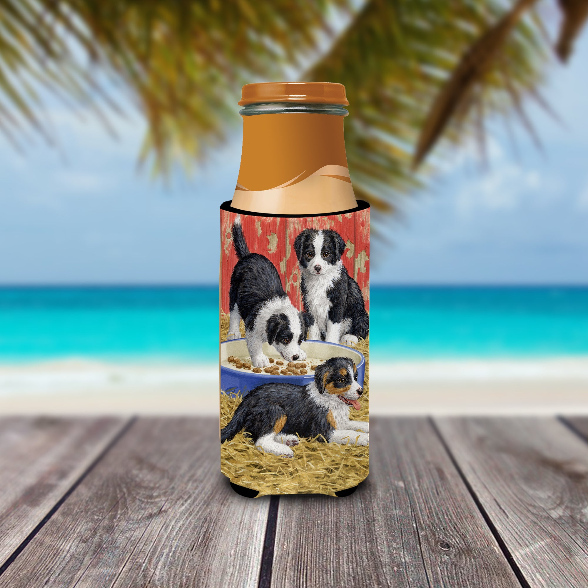 Border Collie Pups Ultra Beverage Insulators for slim cans ASA2079MUK  the-store.com.