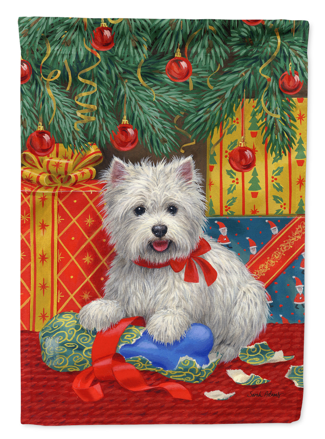 Westie Christmas Packages Flag Canvas House Size ASA2080CHF
