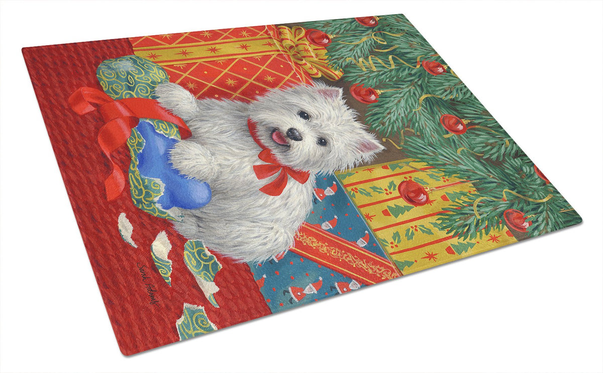 Westie Christmas Packages Glass Cutting Board Large ASA2080LCB by Caroline&#39;s Treasures