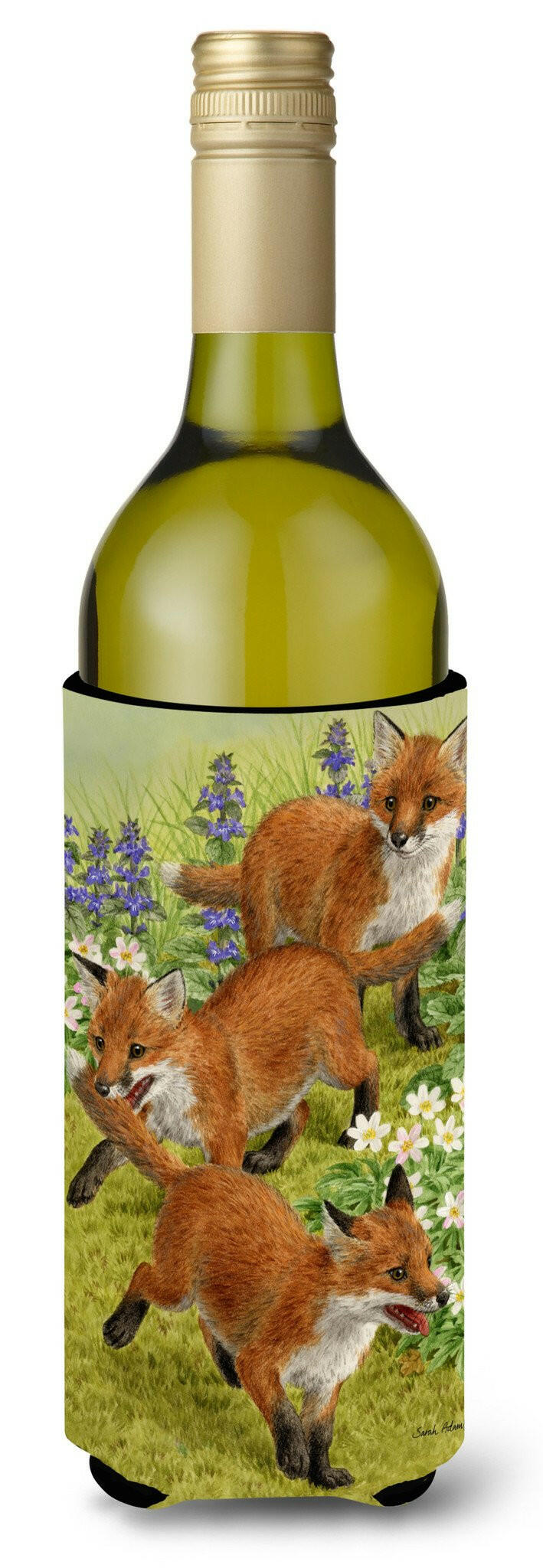 Fox Cubs Wine Bottle Beverage Insulator Hugger ASA2083LITERK by Caroline&#39;s Treasures