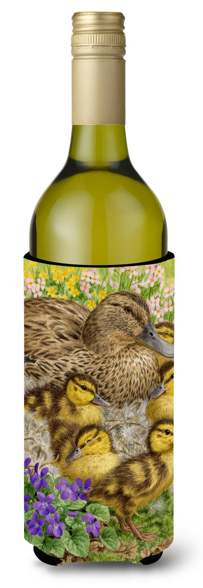 Female Mallard Duck and Ducklings Wine Bottle Beverage Insulator Hugger ASA2084LITERK by Caroline&#39;s Treasures