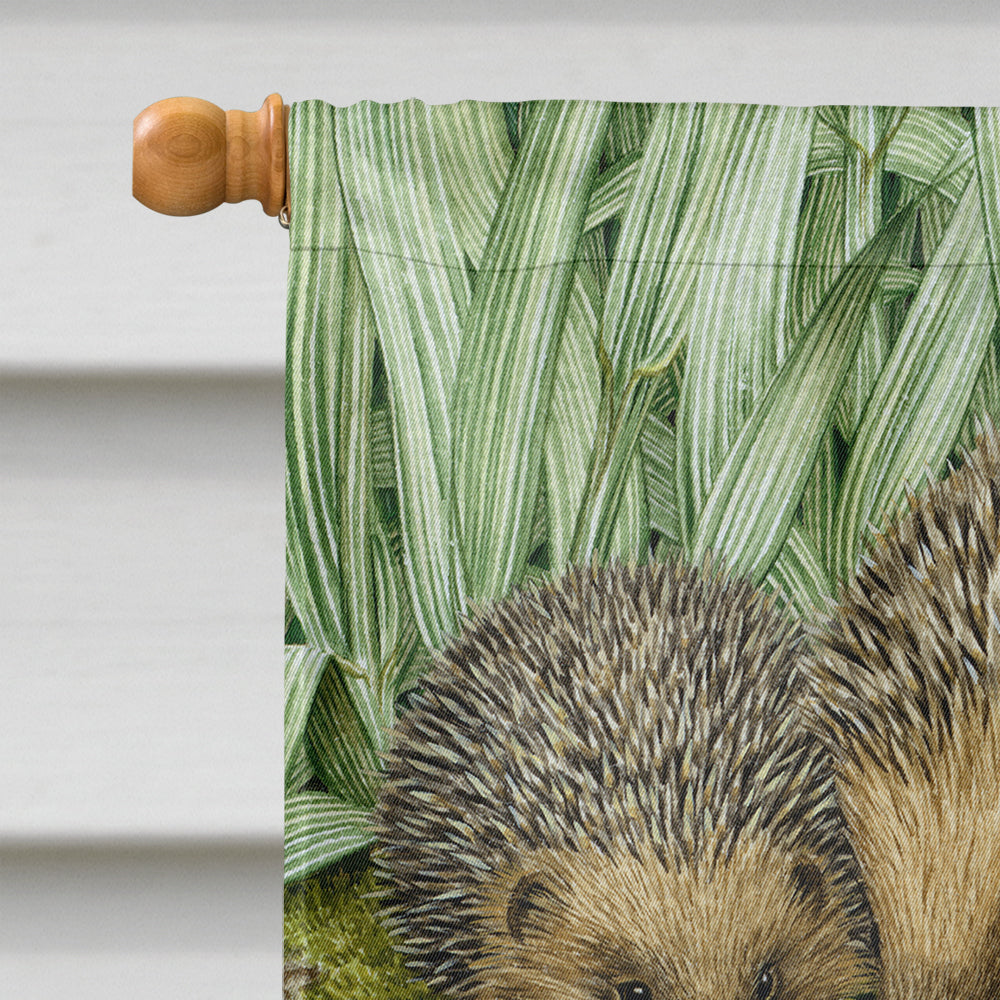 Hedgehogs in the Flower Pot Flag Canvas House Size ASA2087CHF  the-store.com.