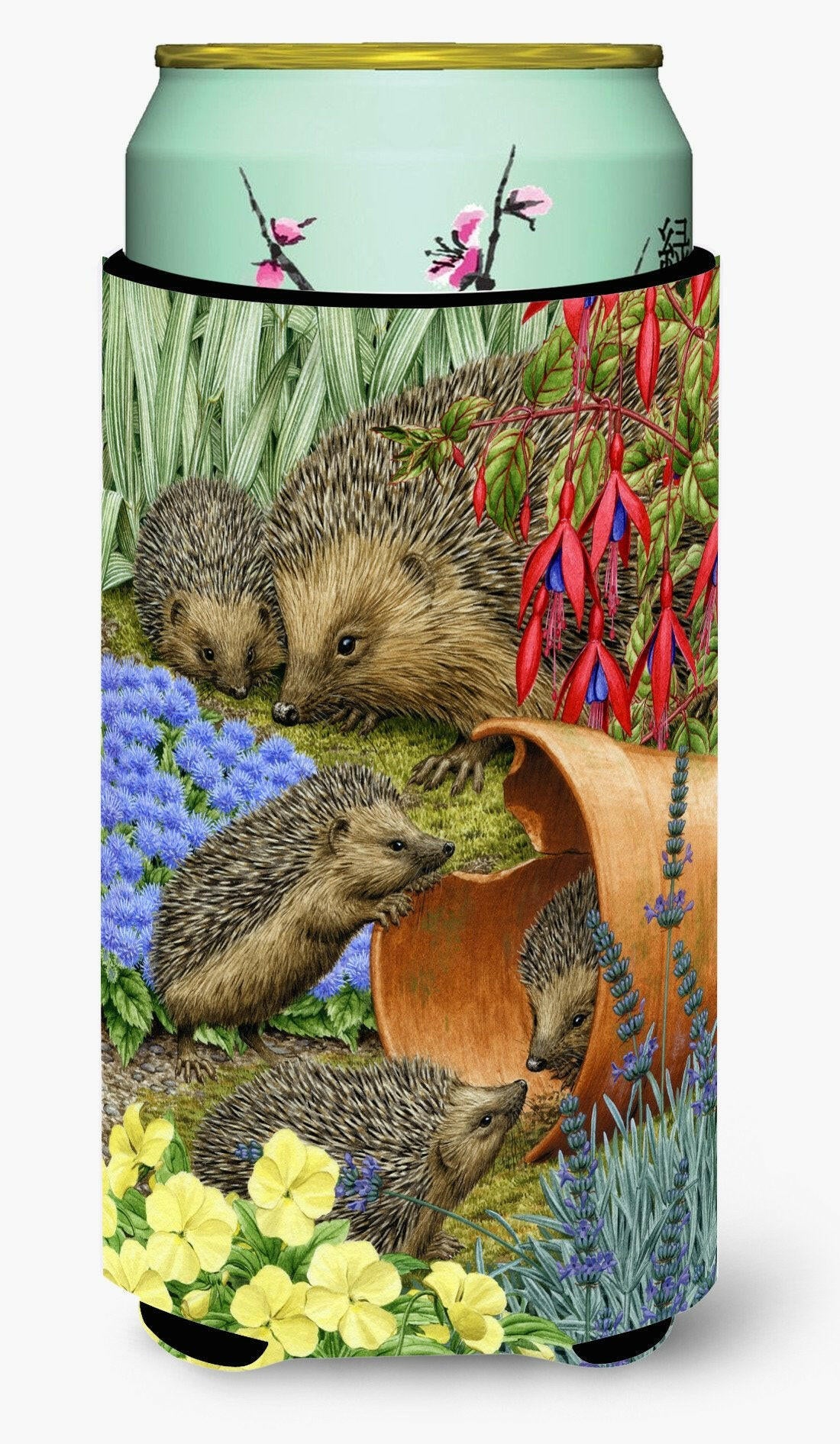 Hedgehogs in the Flower Pot Tall Boy Beverage Insulator Hugger ASA2087TBC by Caroline&#39;s Treasures