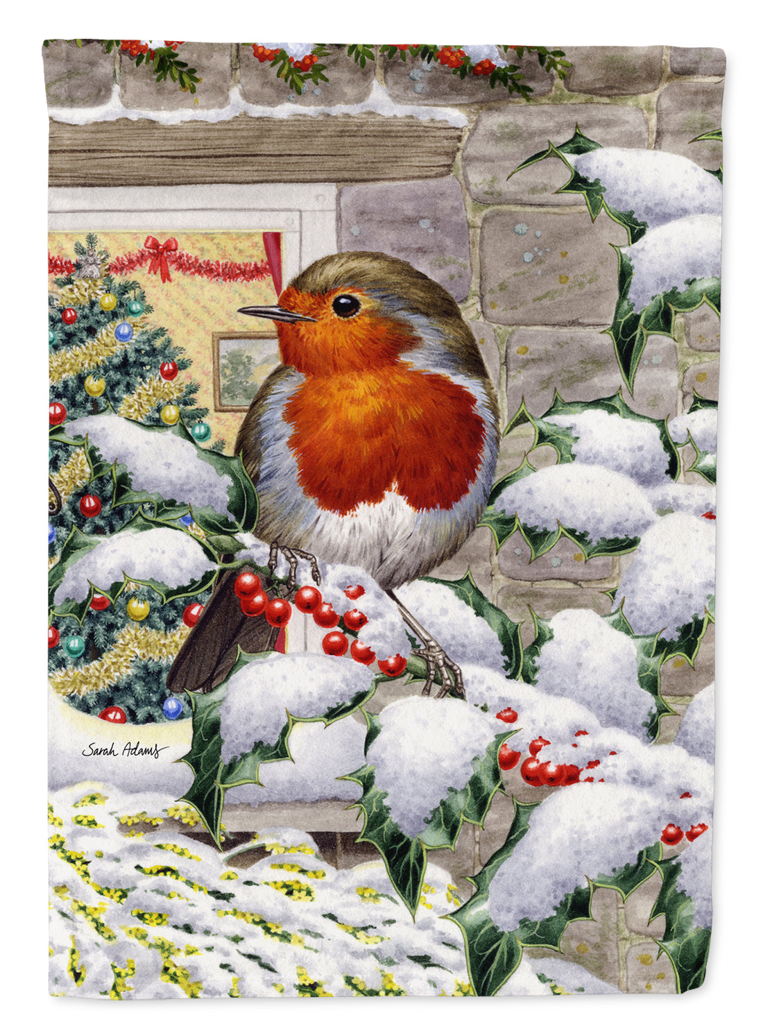 European Robin at the Window Flag Canvas House Size ASA2089CHF  the-store.com.