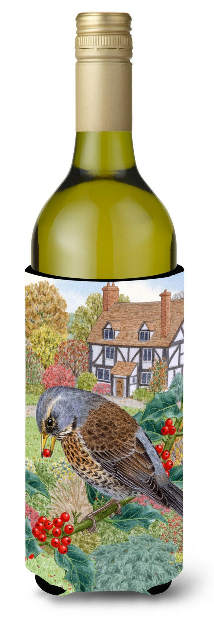 Fieldfare Wine Bottle Beverage Insulator Hugger ASA2092LITERK by Caroline&#39;s Treasures