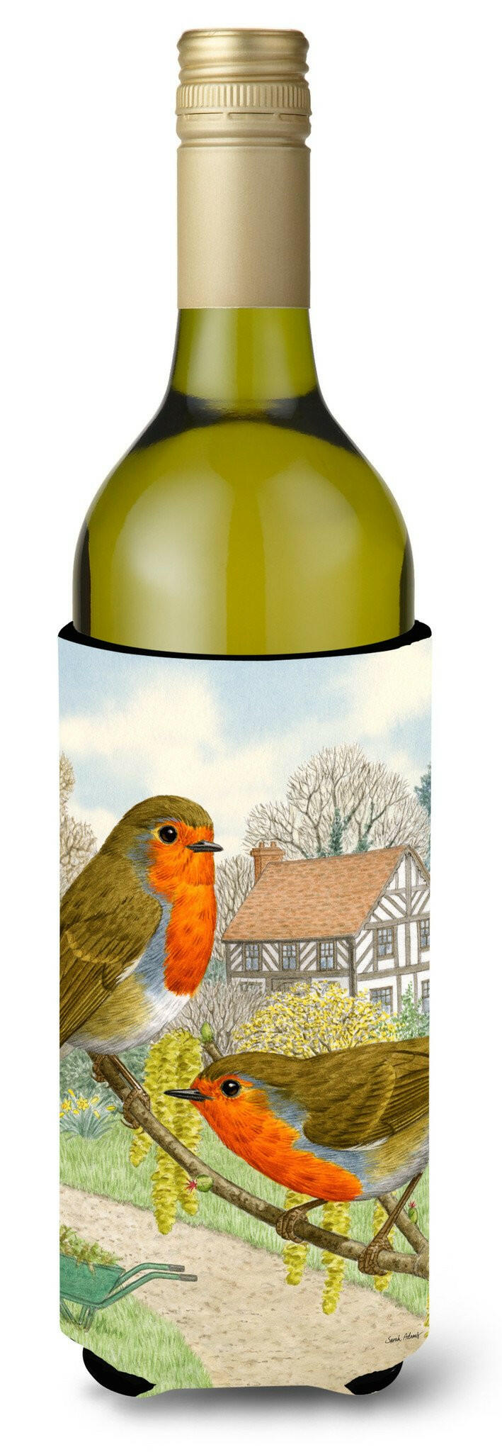 European Robins Wine Bottle Beverage Insulator Hugger ASA2097LITERK by Caroline&#39;s Treasures
