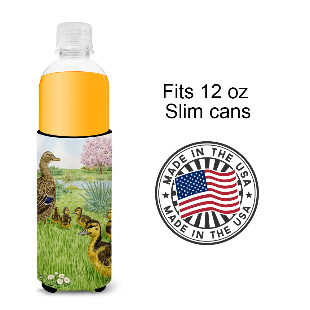 Female Mallard Duck & Ducklings Ultra Beverage Insulators for slim cans ASA2105MUK