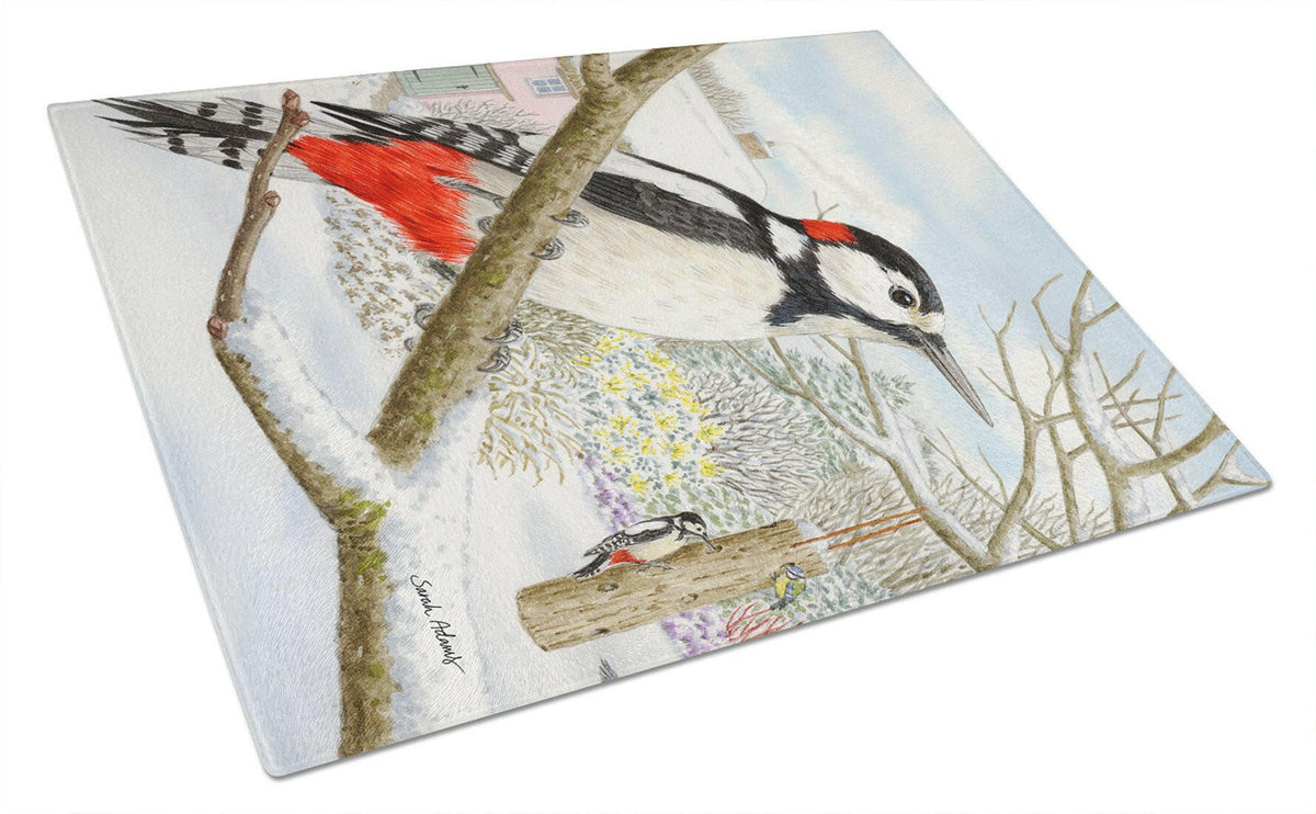 Spotted Woodpecker Glass Cutting Board Large ASA2113LCB by Caroline&#39;s Treasures