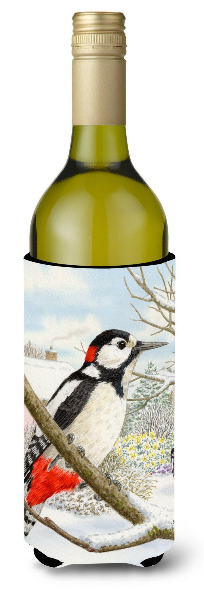 Spotted Woodpecker Wine Bottle Beverage Insulator Hugger ASA2113LITERK by Caroline&#39;s Treasures