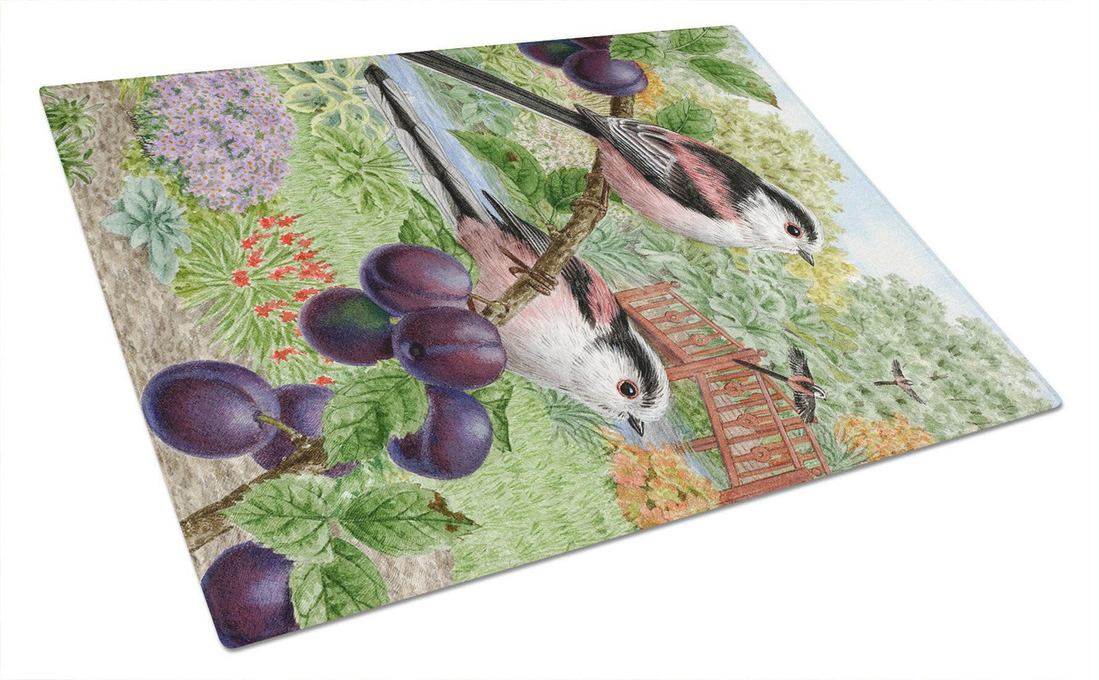 Long Tailed Tits Glass Cutting Board Large ASA2115LCB by Caroline's Treasures