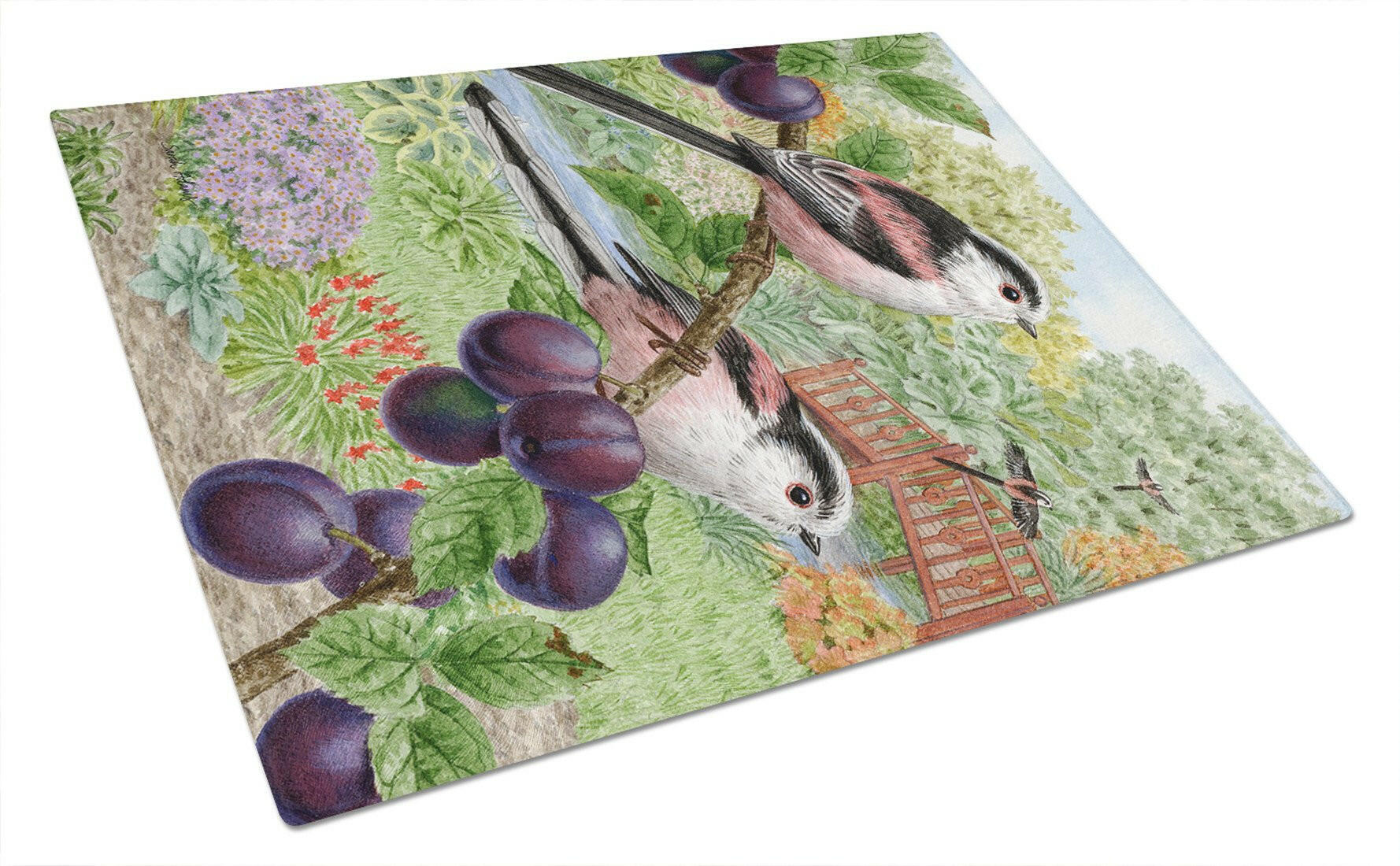 Long Tailed Tits Glass Cutting Board Large ASA2115LCB by Caroline's Treasures