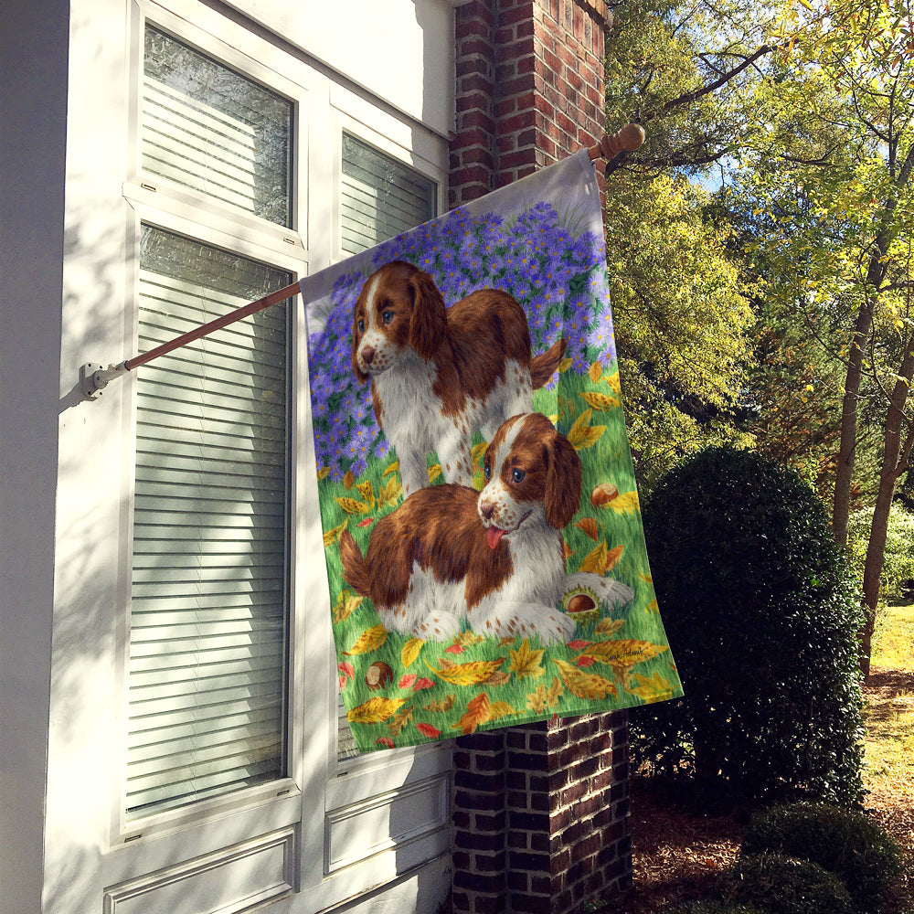Welsh Springer Spaniel Pups Flag Canvas House Size ASA2116CHF  the-store.com.