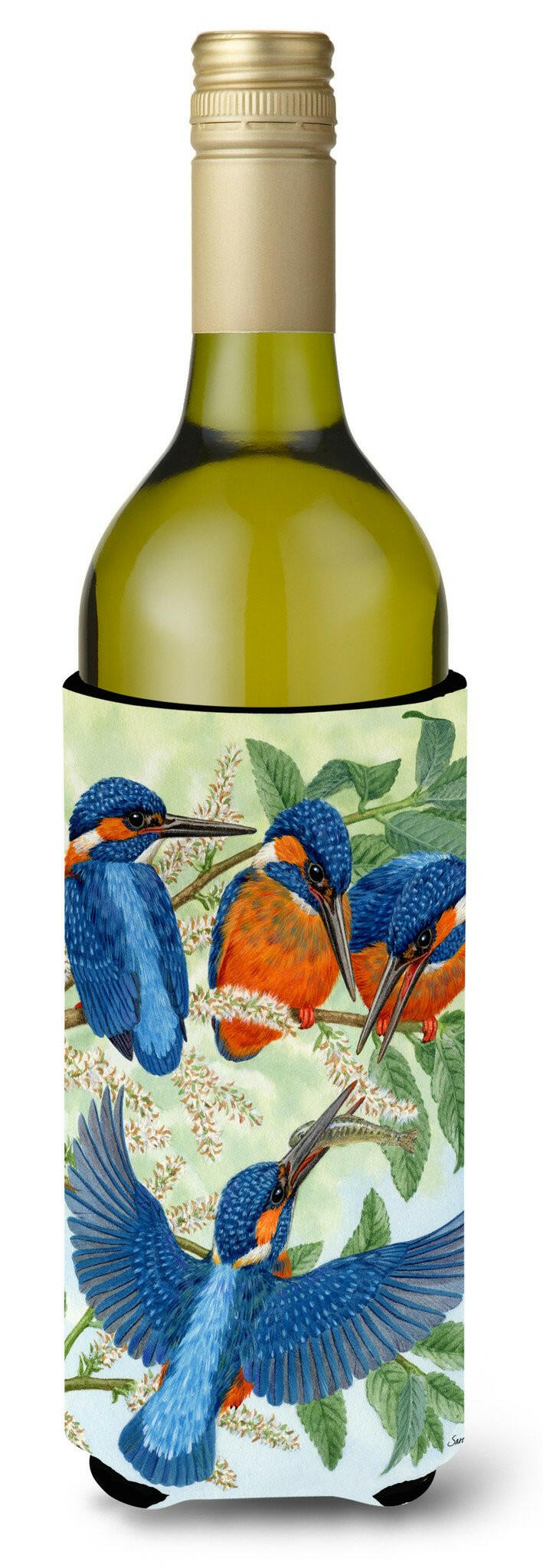 Kingfisher Family Wine Bottle Beverage Insulator Hugger ASA2120LITERK by Caroline&#39;s Treasures