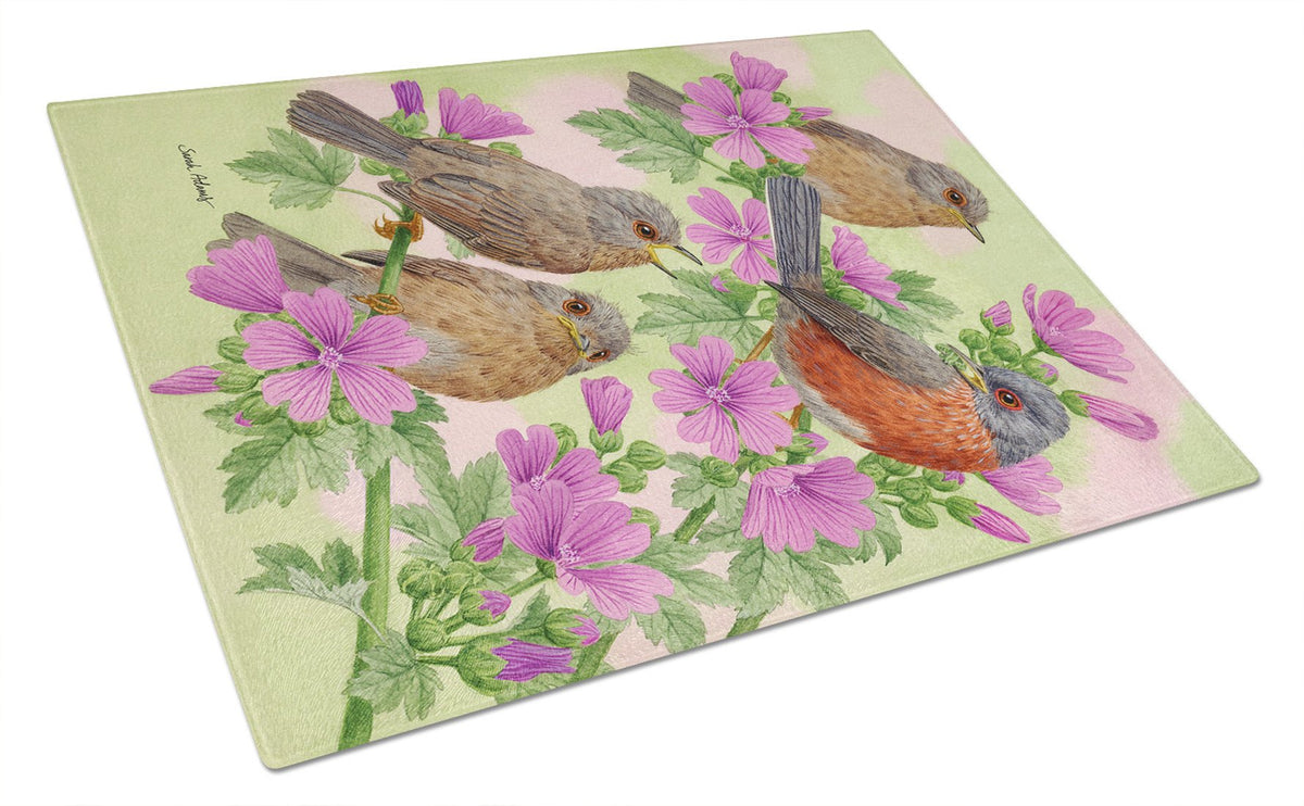 Warbler Family Glass Cutting Board Large ASA2127LCB by Caroline&#39;s Treasures