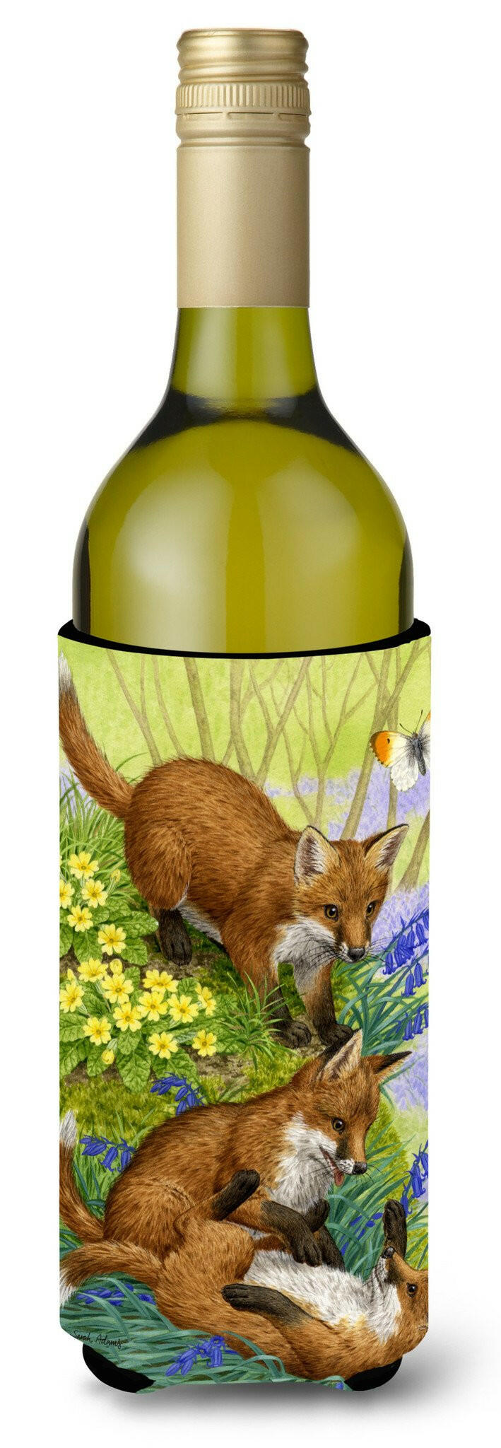 Fox Cubs Wine Bottle Beverage Insulator Hugger ASA2131LITERK by Caroline&#39;s Treasures