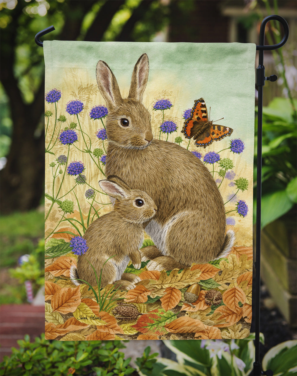 Rabbit & Baby Flag Garden Size ASA2132GF