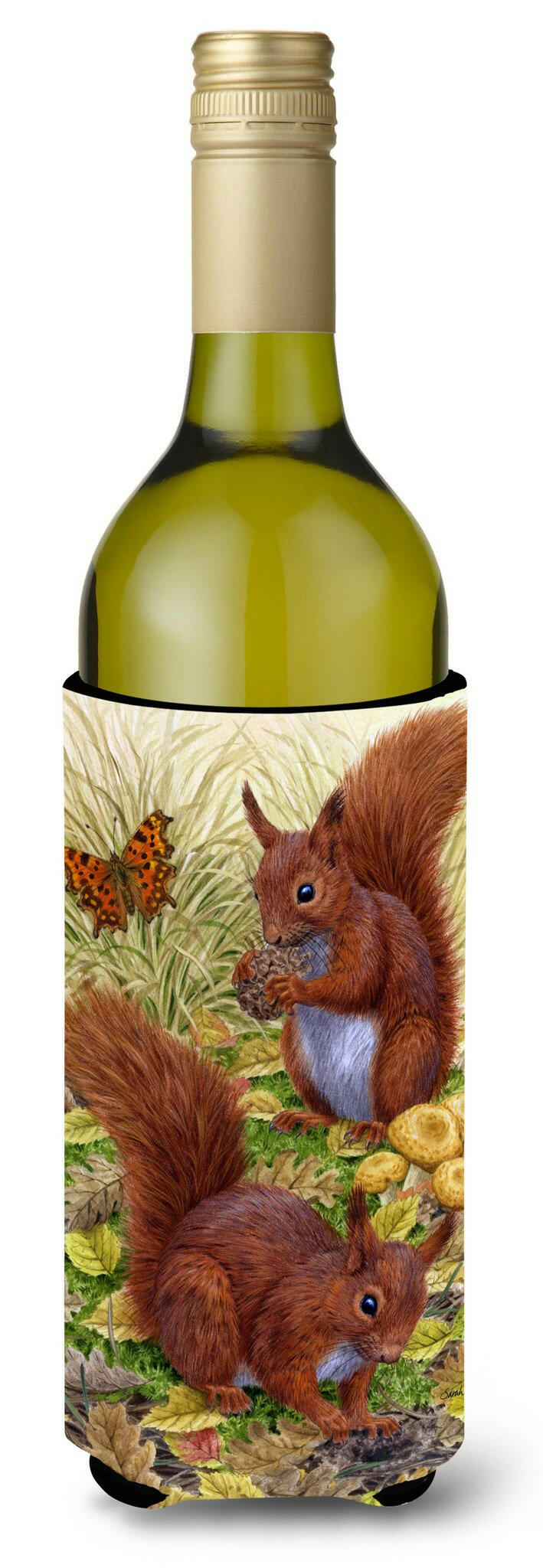 Red Squirrels Wine Bottle Beverage Insulator Hugger ASA2133LITERK by Caroline&#39;s Treasures