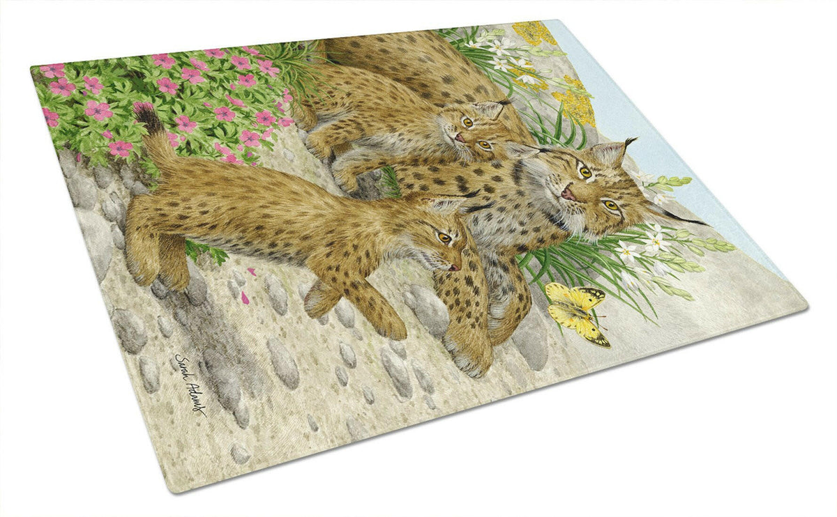 Caroline's Treasures Lynx & Cubs Glass Cutting Boards – Durable, Decorative Kitchen Art Large ASA2134LCB