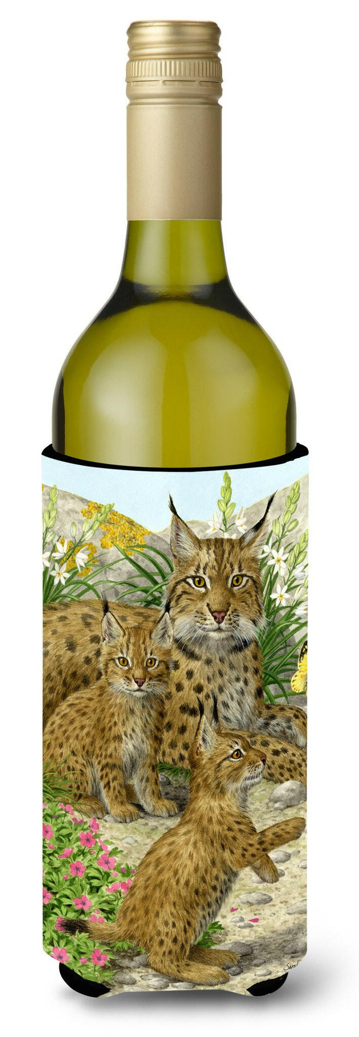 Lynx & Cubs Wine Bottle Beverage Insulator Hugger ASA2134LITERK by Caroline's Treasures