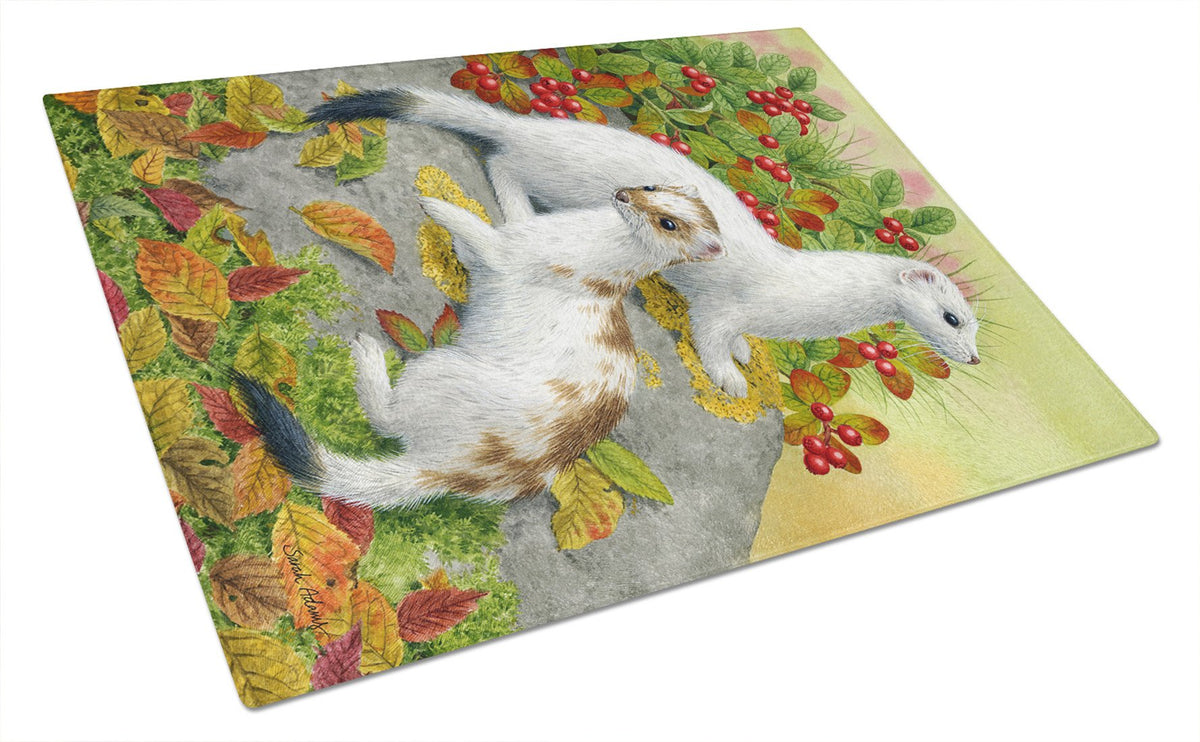 Ermine Stoat Short-tailed Weasel Glass Cutting Board Large ASA2138LCB by Caroline&#39;s Treasures