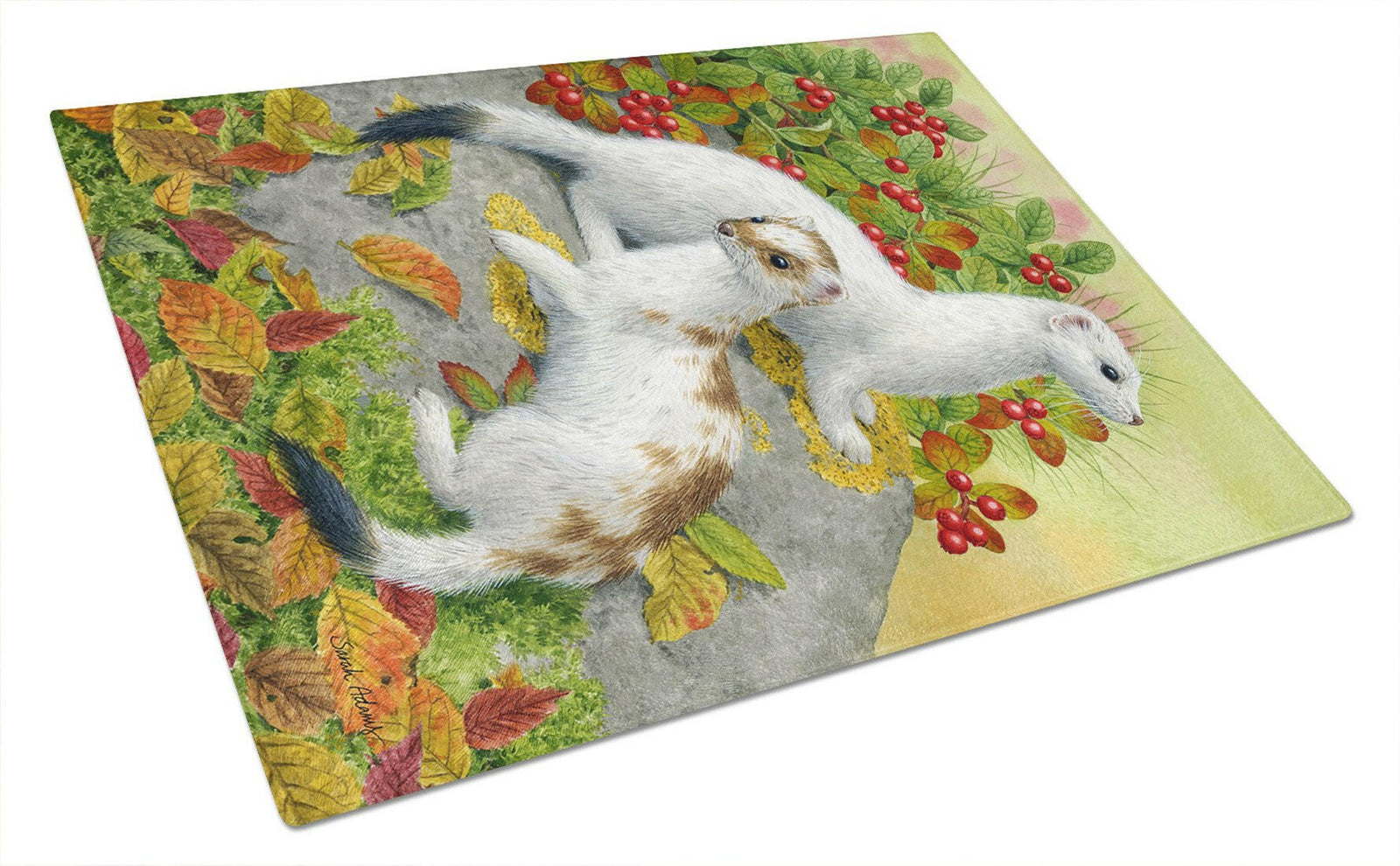 Ermine Stoat Short-tailed Weasel Glass Cutting Board Large ASA2138LCB by Caroline's Treasures