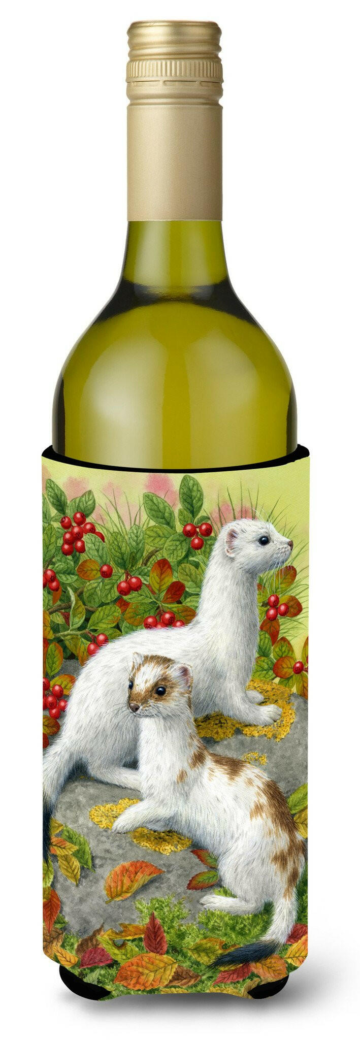 Ermine Stoat Short-tailed Weasel Wine Bottle Beverage Insulator Hugger ASA2138LITERK by Caroline's Treasures
