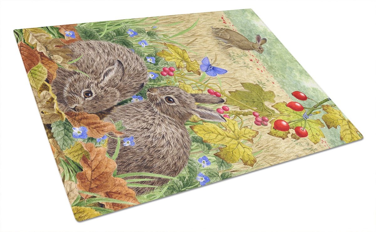 Leverets and Rabbit Glass Cutting Board Large ASA2140LCB by Caroline&#39;s Treasures