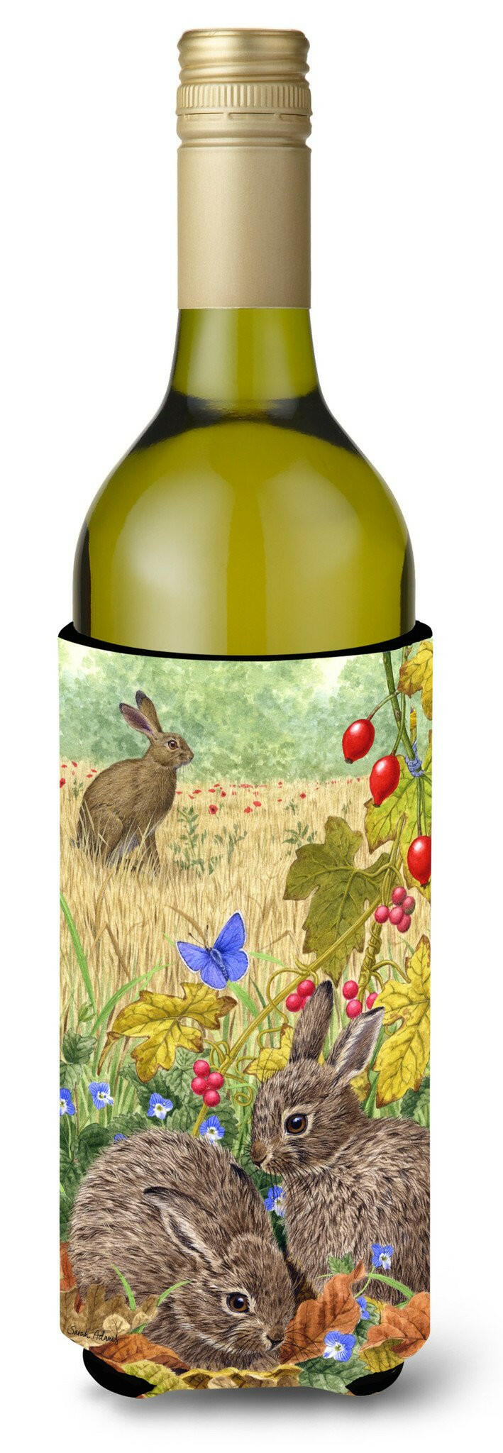 Leverets and Rabbit Wine Bottle Beverage Insulator Hugger ASA2140LITERK by Caroline&#39;s Treasures