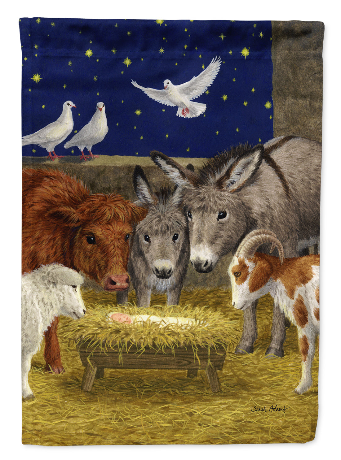 Scène de la Nativité avec juste des animaux Drapeau Toile Maison Taille ASA2143CHF