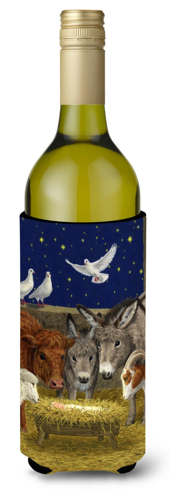 Nativity Scene with just animals Wine Bottle Beverage Insulator Hugger ASA2143LITERK by Caroline&#39;s Treasures