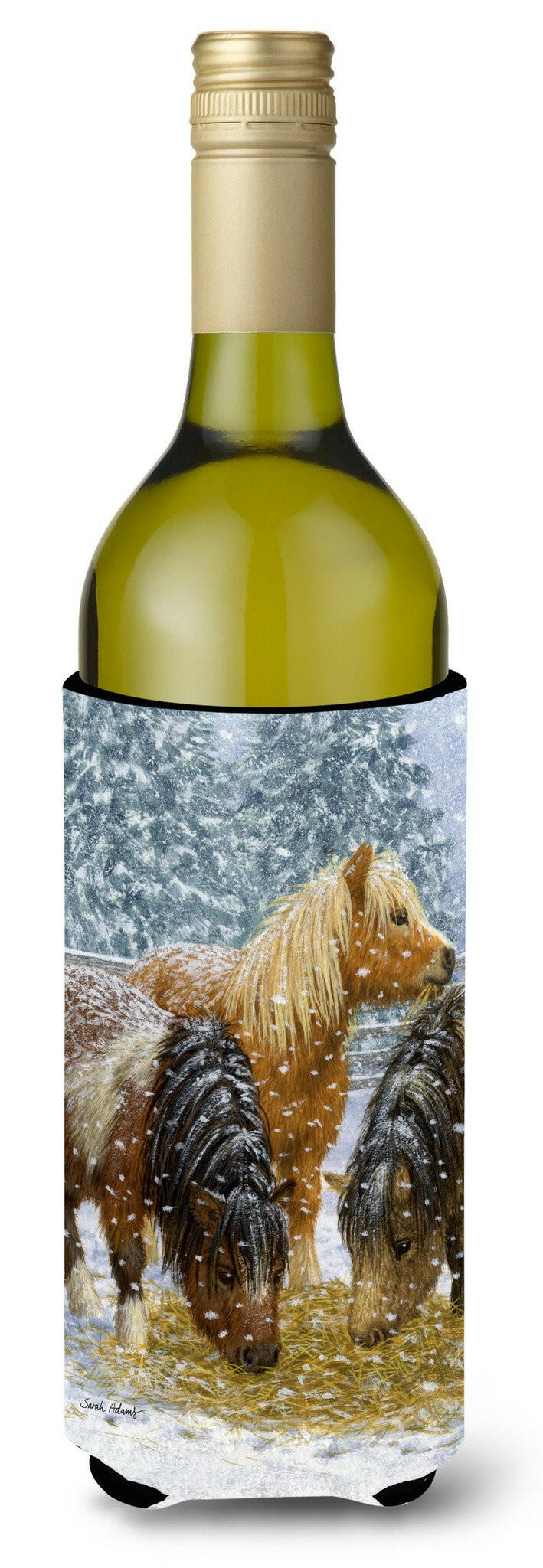 Shetland Ponies Wine Bottle Beverage Insulator Hugger ASA2146LITERK by Caroline&#39;s Treasures