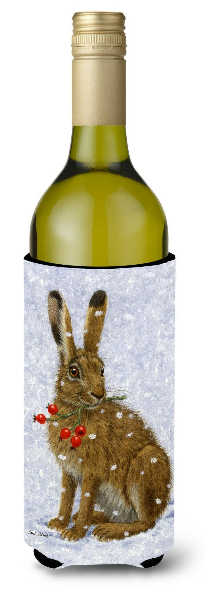 Rabbit Hare &amp; Rosehips Wine Bottle Beverage Insulator Hugger ASA2147LITERK by Caroline&#39;s Treasures