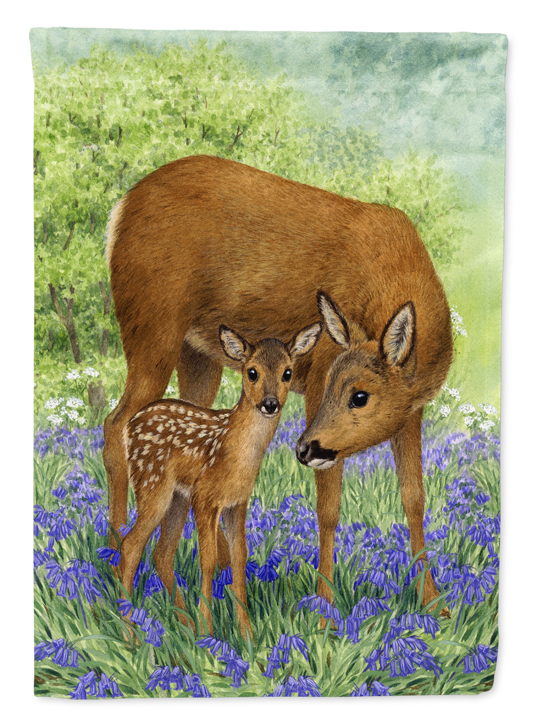 Deer &amp; Fawn Flag Canvas House Size ASA2151CHF  the-store.com.