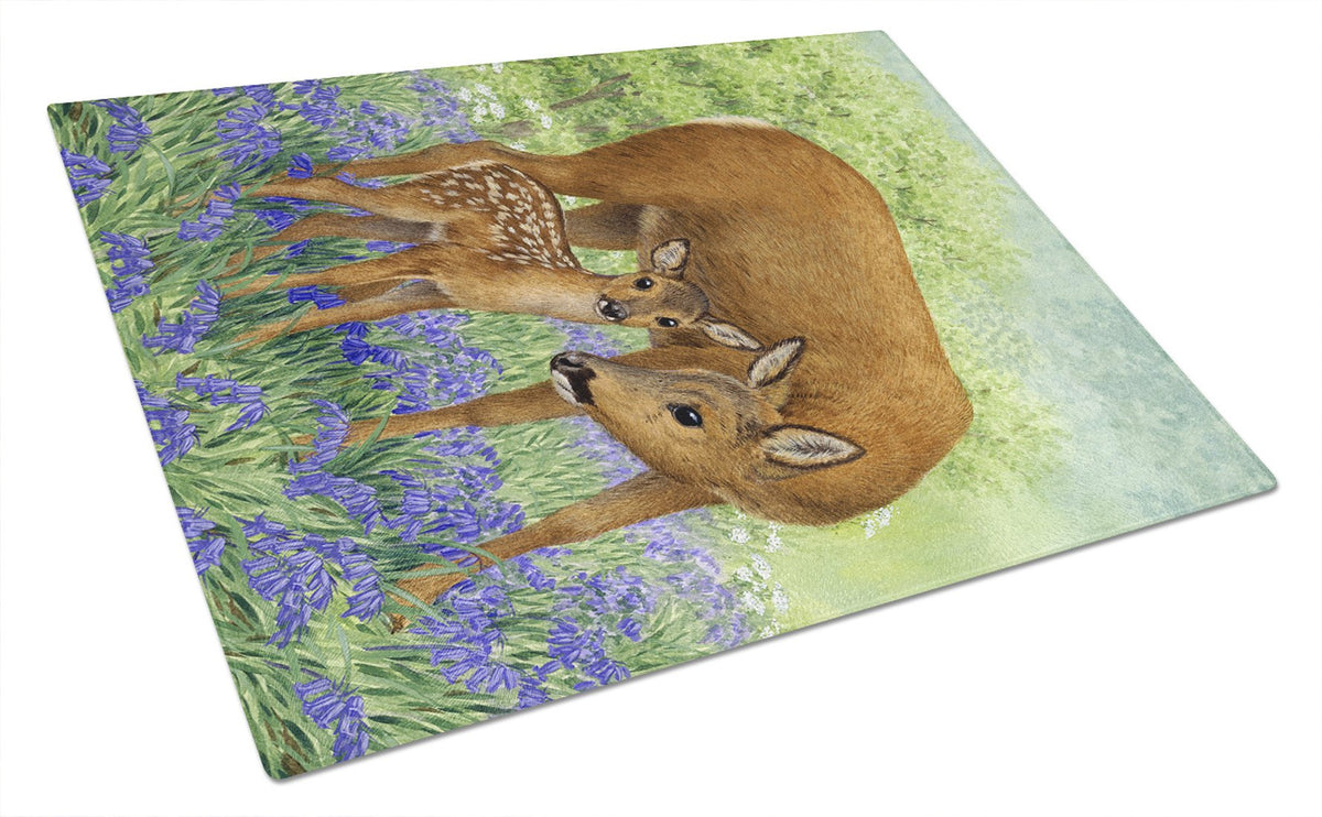 Deer &amp; Fawn Glass Cutting Board Large ASA2151LCB by Caroline&#39;s Treasures