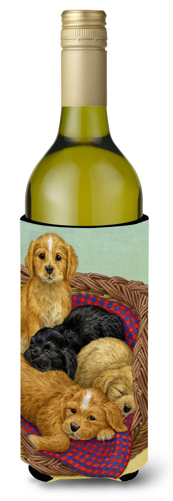 Puppies Wine Bottle Beverage Insulator Hugger ASA2155LITERK by Caroline&#39;s Treasures