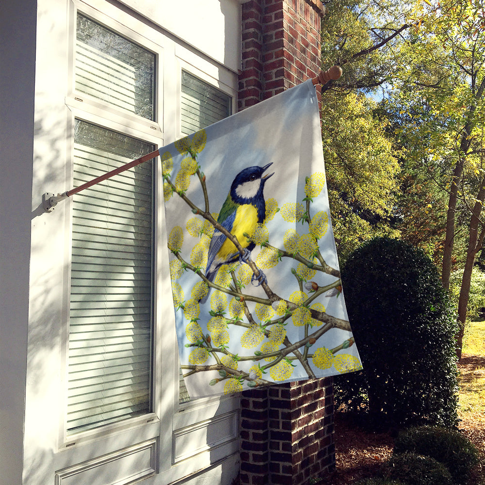 Eurasian Blue Tit on a branch Flag Canvas House Size ASA2156CHF  the-store.com.