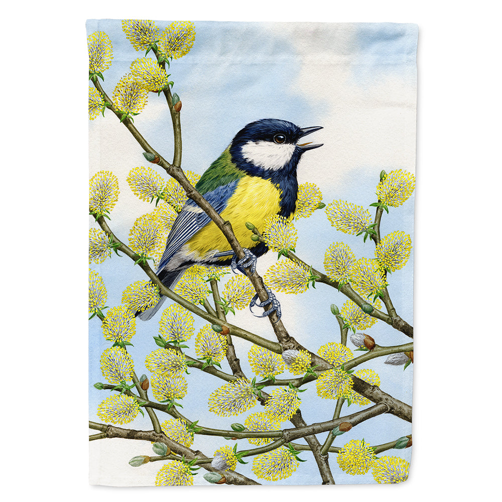 Eurasian Blue Tit on a branch Flag Canvas House Size ASA2156CHF  the-store.com.