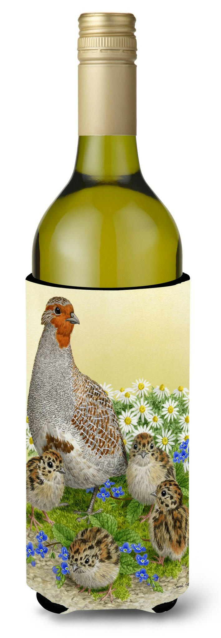 Partridge and Chicks Wine Bottle Beverage Insulator Hugger ASA2162LITERK by Caroline&#39;s Treasures