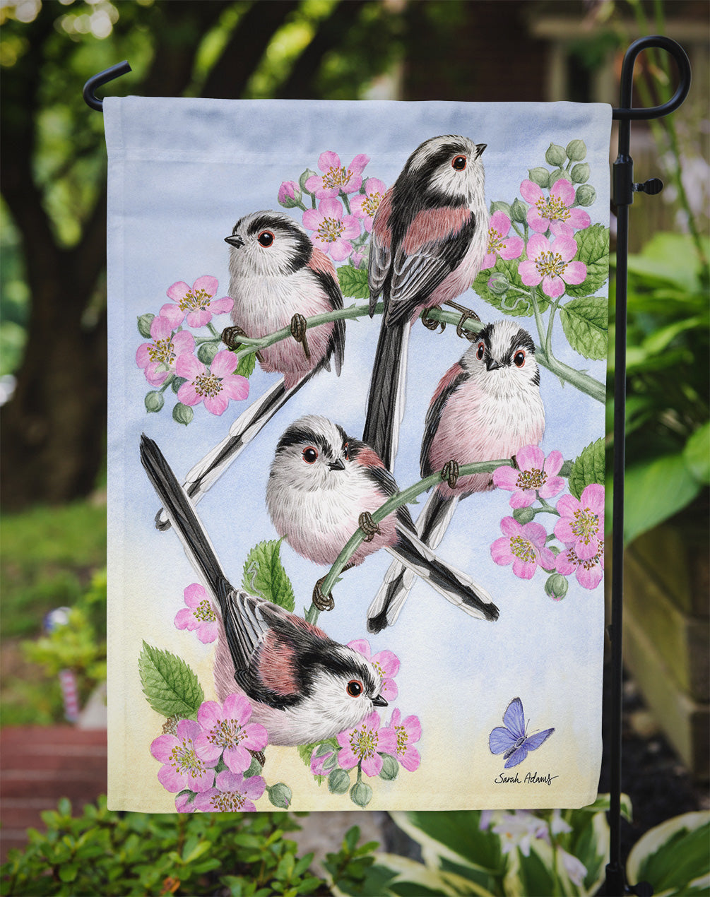 Party of 5 Long Tailed Tits Flag Garden Size ASA2163GF