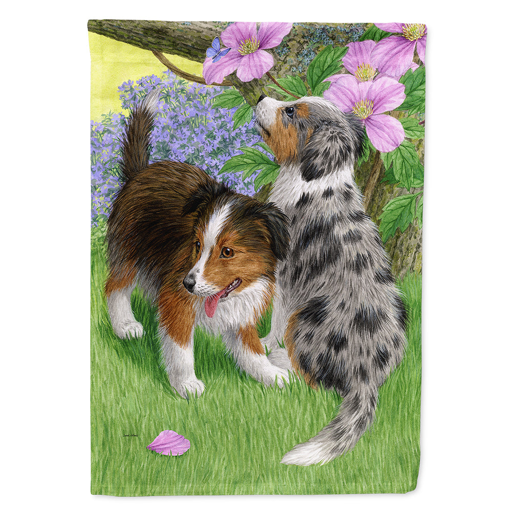 Sheltie Puppies Flag Canvas House Size ASA2166CHF  the-store.com.