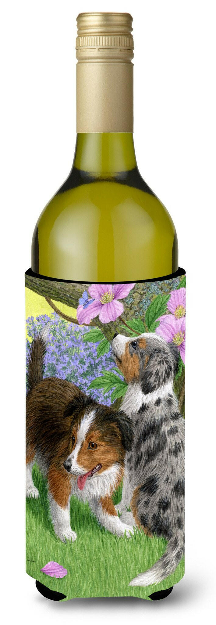 Sheltie Puppies Wine Bottle Beverage Insulator Hugger ASA2166LITERK by Caroline&#39;s Treasures