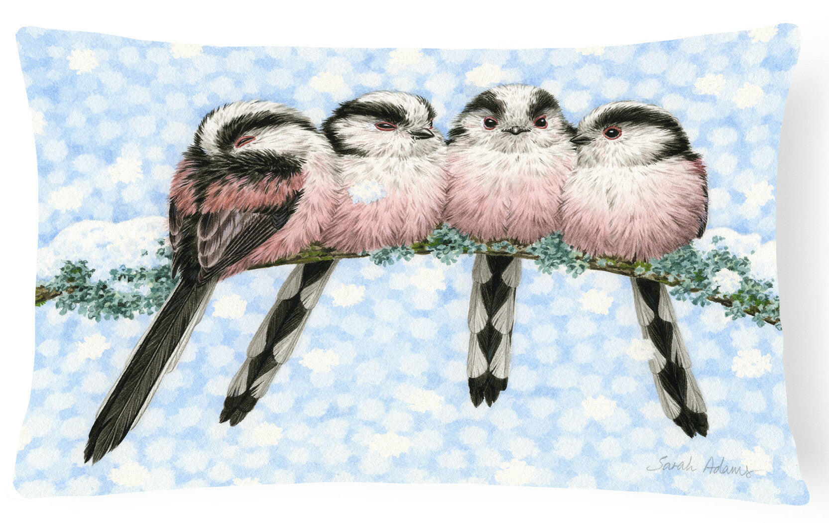 Roosting Long Tailed Tits Fabric Decorative Pillow ASA2169PW1216 by Caroline's Treasures