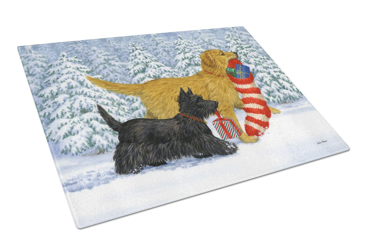 Golden Retriever Keep Up There, Scottie! Glass Cutting Board Large ASA2171LCB by Caroline&#39;s Treasures