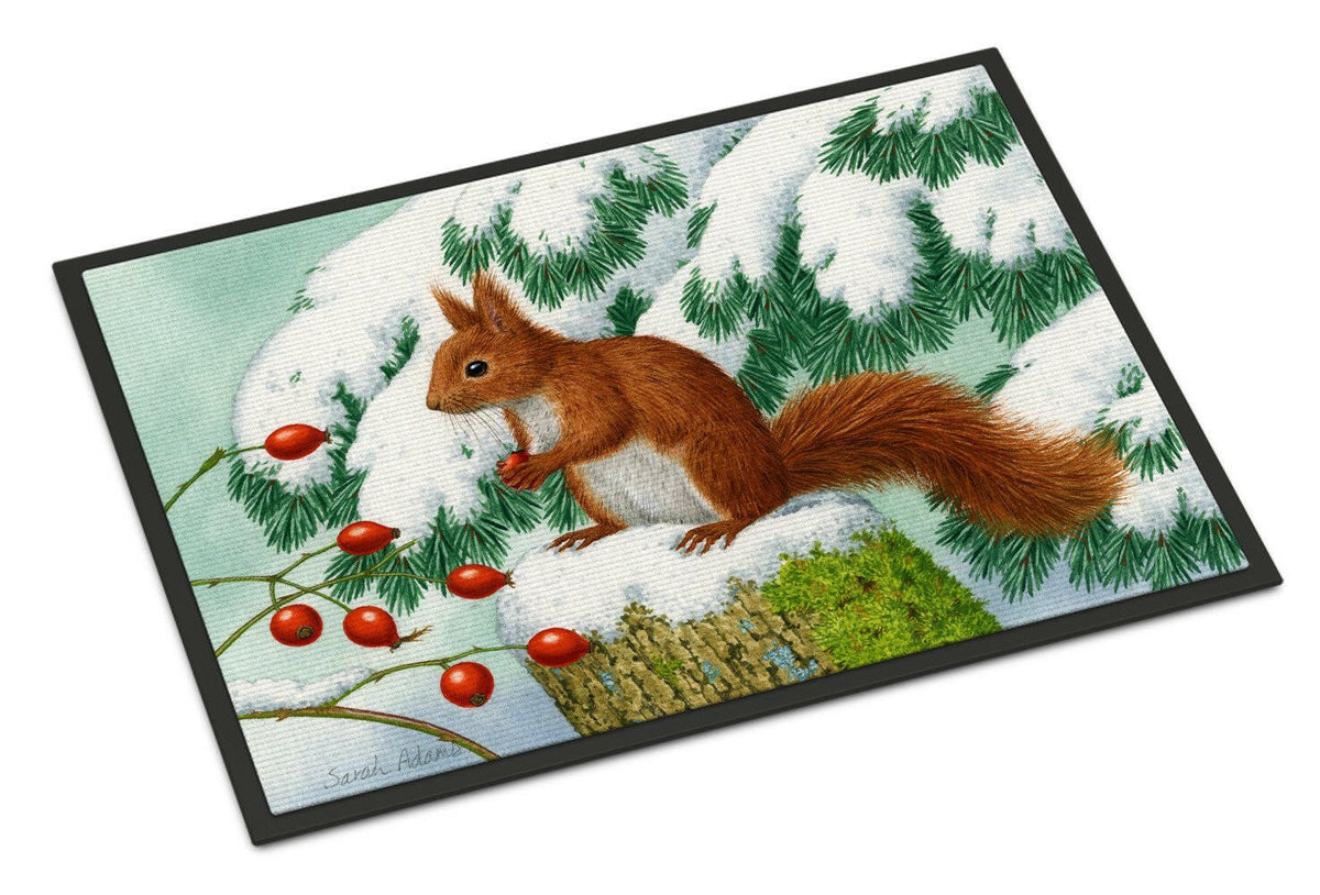 Winter Red Squirrel Indoor or Outdoor Mat 24x36 ASA2172JMAT - the-store.com
