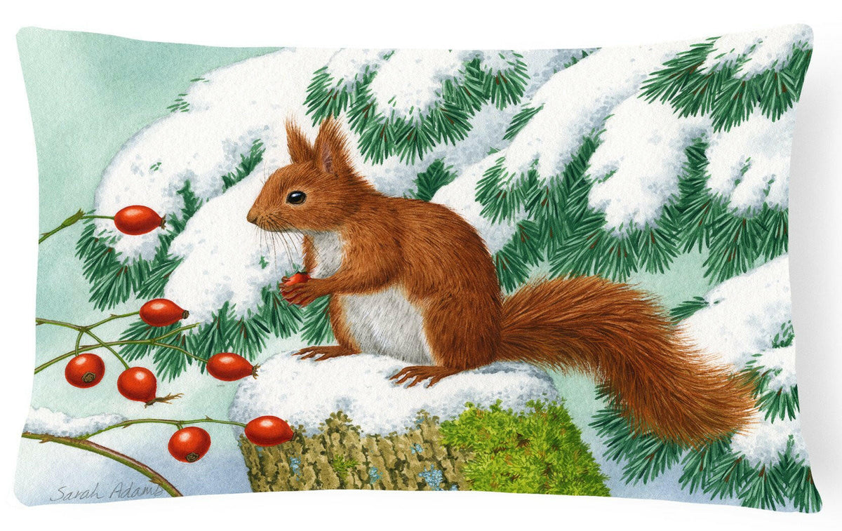 Winter Red Squirrel Fabric Decorative Pillow ASA2172PW1216 by Caroline&#39;s Treasures