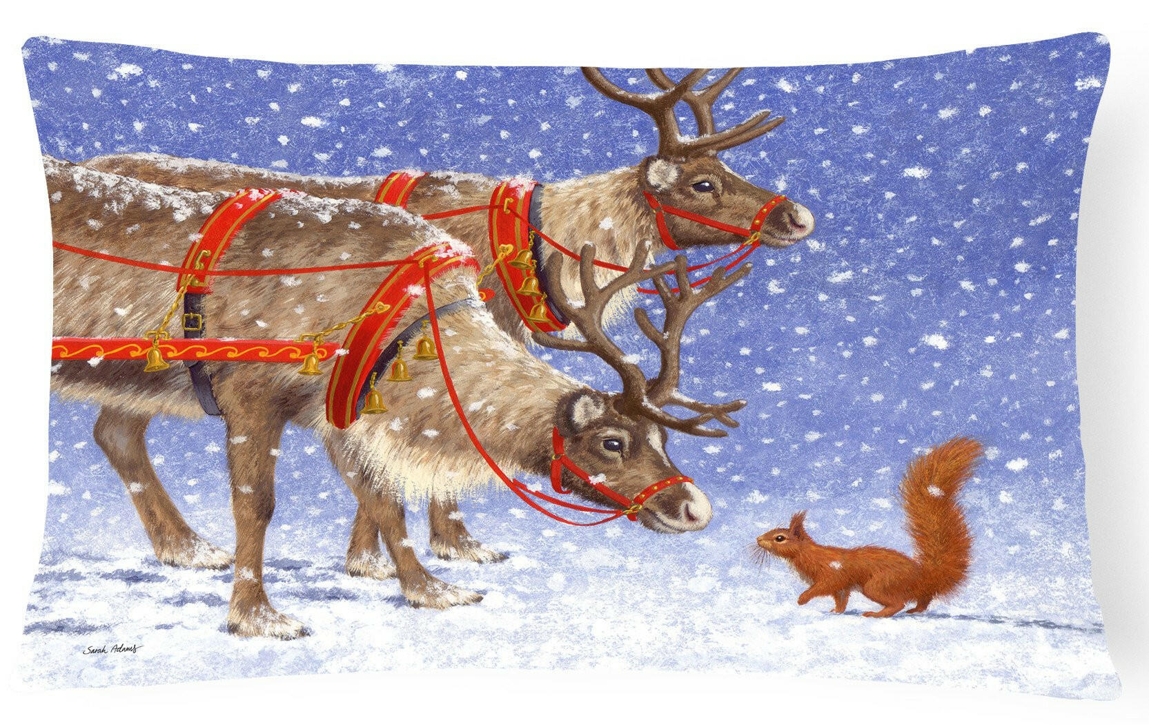 Reindeer & Squirrel Fabric Decorative Pillow ASA2173PW1216 by Caroline's Treasures