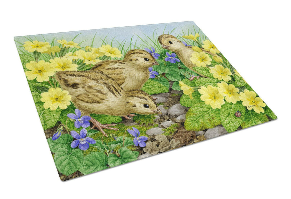 Pheasant Chicks Glass Cutting Board Large ASA2177LCB by Caroline&#39;s Treasures